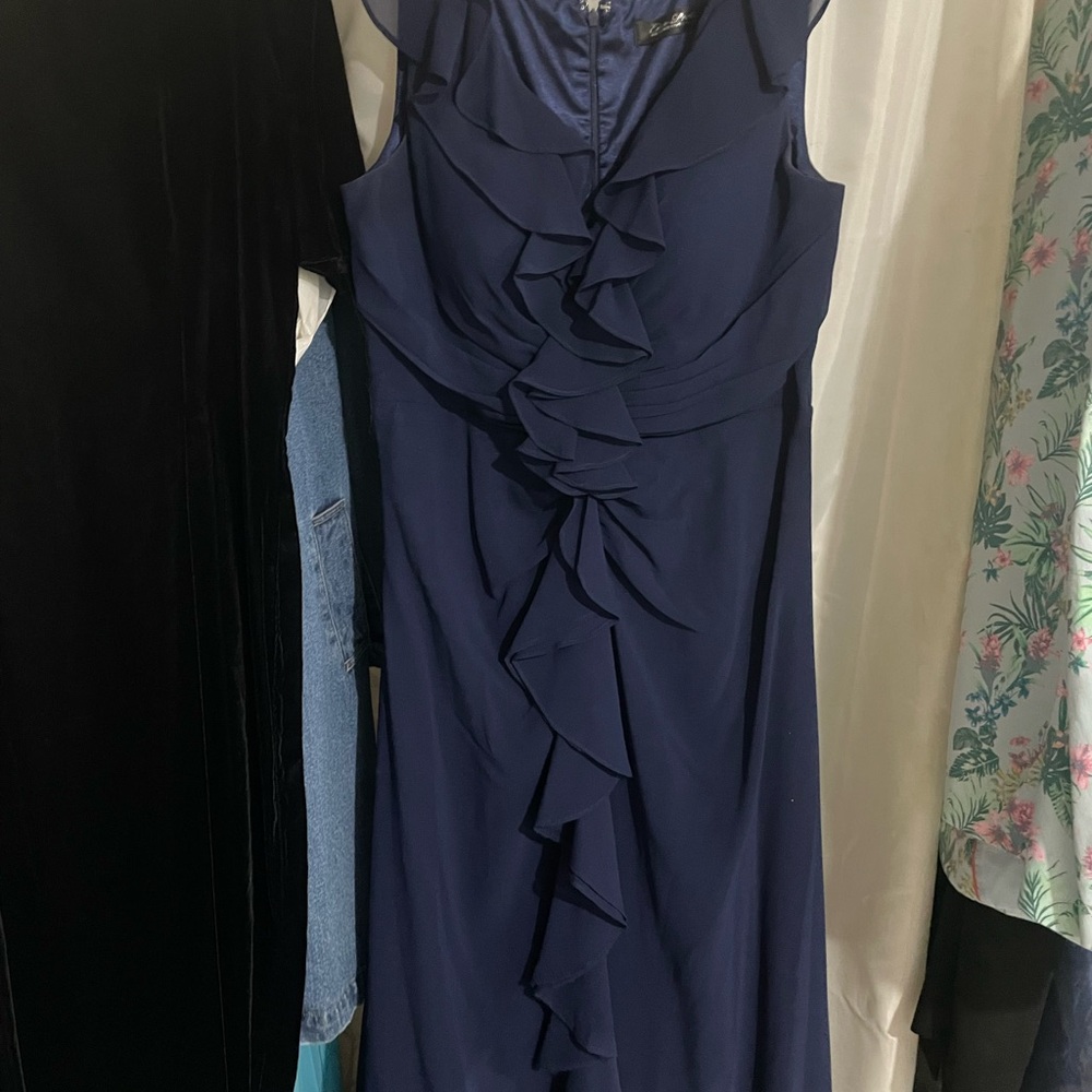 Ever Pretty Navy Ruffle Midi Dress